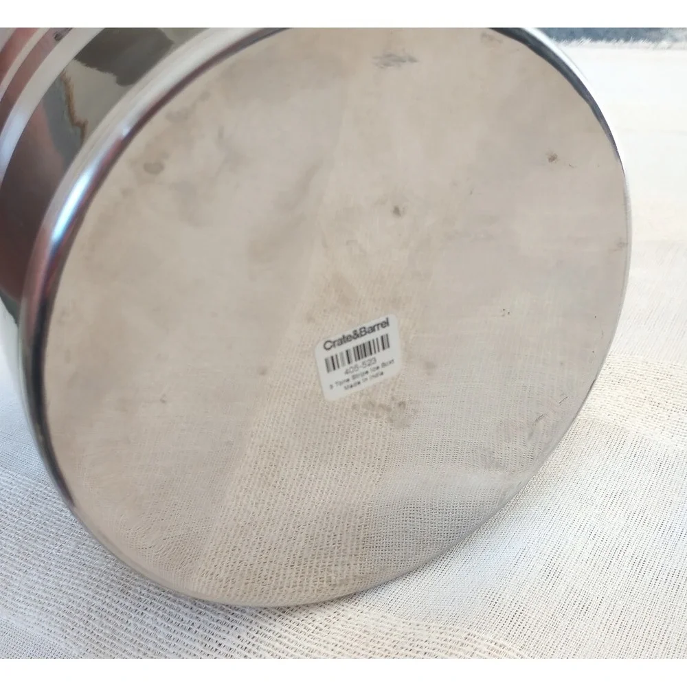 Crate&Barrel 3 Tone Stripe Ice Bucket 405-523 Made In India Silver/Graphite